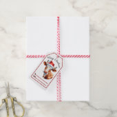 Vrolijke koe Santa hat labels Cadeaulabel (Met Touw)