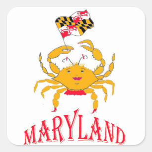 Vrolijke krab in Maryland Vierkante Sticker