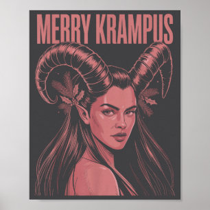 Vrolijke Krampus Ironische Lilith Kerstmis Donkere Poster