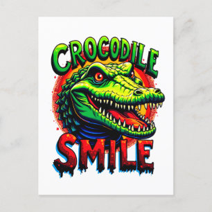 Vrolijke krokodillenglimlach - leuk en grillig briefkaart