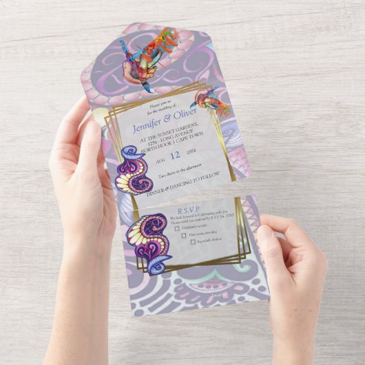 Vrolijke kunstenaar partij doedel creatie all in one uitnodiging (Afscheurbaar)