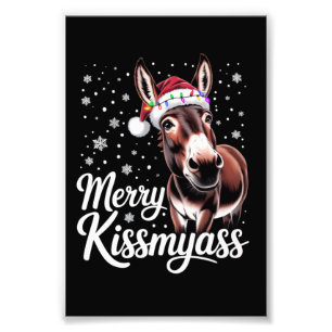 Vrolijke Kusmijezel Ezel Sarcastisch Kerst Pret Pi Foto Afdruk