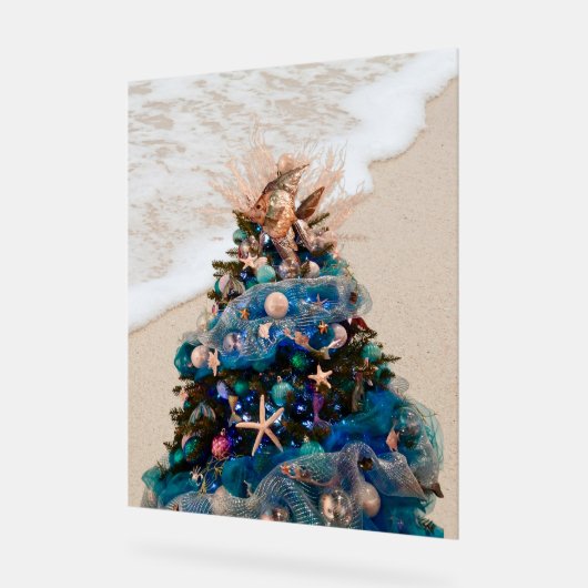 Vrolijke Kustkerst Tropische Strand HolidayTree Acryl Bord (Hoek)