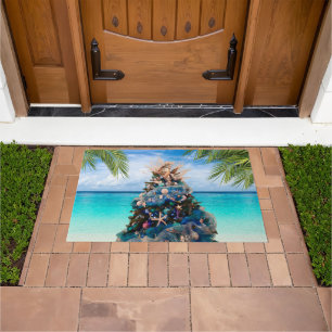 Vrolijke Kustkerst Tropische Strand HolidayTree Deurmat