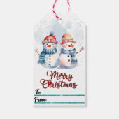 Vrolijke labels met sneeuwpoppen cadeaulabel (Voorkant)