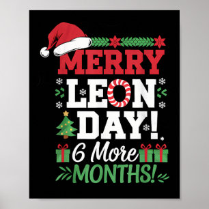 Vrolijke Leon Dag Noel Achterwaarts Grappige Kerst Poster