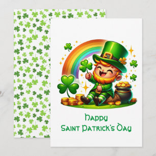 Vrolijke Leprechaun: Feestelijke St. Patrick's Dag Feestdagenkaart