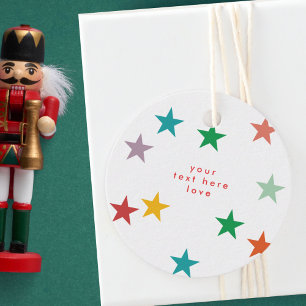 VROLIJKE LIEFDE VREUGDE KLEURRIJKE KERST BEDANKJES LABELS