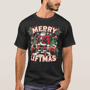 Vrolijke Liftmas Santa Christmas Gym T-shirt