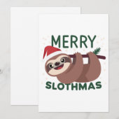 Vrolijke Luiaard Kerstmis Grappig Luie Dier Feestdagenkaart (Voorkant / Achterkant)