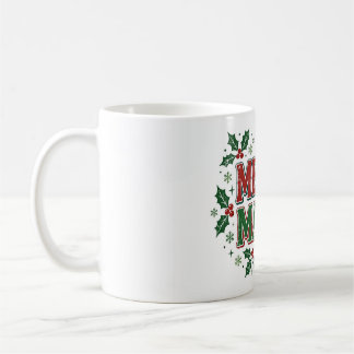 Vrolijke Mama Retro Kerstmis Hulst Ontwerp Koffiemok