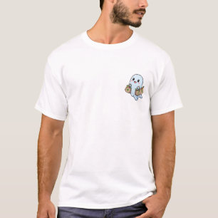 Vrolijke milieuvriendelijke geest met groene boods t-shirt