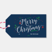 Vrolijke Mistletoe Kerstvakantie Cadeaulabel (Achterkant Horizontaal)