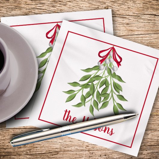 Vrolijke Mistletoe witte bessen Servet