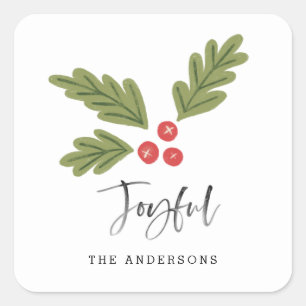 Vrolijke Moderne Leuke Vakantie Berry Kerstmis Naa Vierkante Sticker