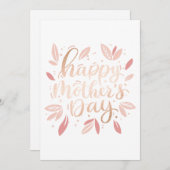 Vrolijke moeders dag. Goud roze floremschrift (Voorkant / Achterkant)