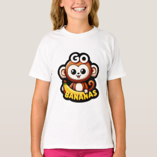 Vrolijke Monkey Banana Fun Go Bananen! Sticker T-shirt