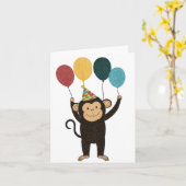 Vrolijke Monkey Birthday Kaart (Gele Bloem)