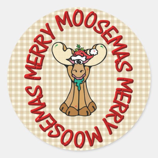 Vrolijke Mosemas Moose Ronde Sticker (Voorkant)