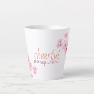 Vrolijke Ochtendkoffie Quote met Kersenbloesems Latte Mok