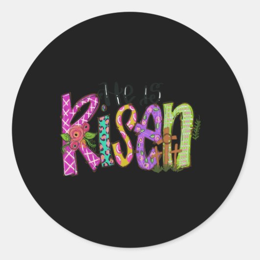 Vrolijke paasdag dat hij Christelijk Pasen wordt Ronde Sticker (Voorkant)