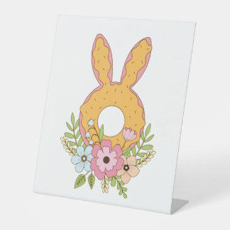 Vrolijke paasdag donut Bunny Eggs voor Donut Lover Reclamebord Met Voetstuk