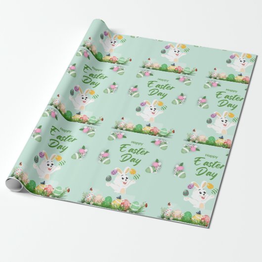 Vrolijke paasdag - grappige Bunny en paashaas Cadeaupapier (Uitgerold)