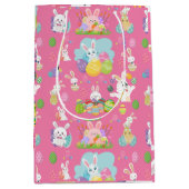 Vrolijke paasdag - Pattern Funny Bunny and Eggs Medium Cadeauzakje (Voorkant)
