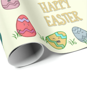 Vrolijke paaseieren met gezichten cadeaupapier