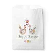 Vrolijke paaseieren met sjablonen, bloemen, kippen