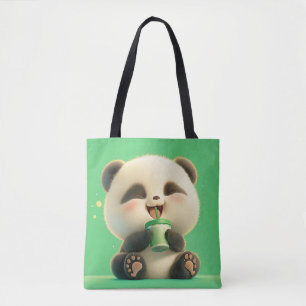 Vrolijke Panda nippen thee Draagtas