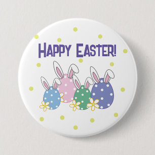 Vrolijke Pasen Button - Bunny Ear Eieren - Om het