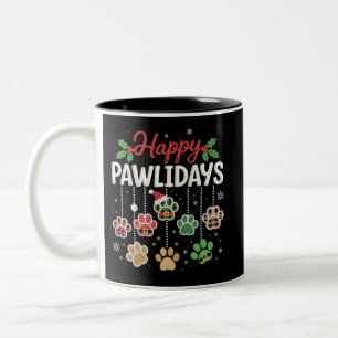 Vrolijke Pawlidays Grappige Kersthond Poot Kerstmi Tweekleurige Koffiemok