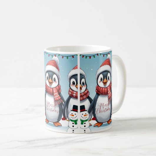 Vrolijke pinguïn Kerstmis Koffiemok (Voorkant rechts)