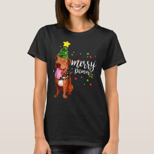 Vrolijke Pitmas Pitbull Kerstboom T-shirt