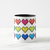 Vrolijke Pixel Hearts in Rainbow Pattern Mok (Midden)
