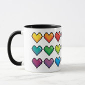 Vrolijke Pixel Hearts in Rainbow Pattern Mok (Links)