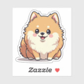 Vrolijke Pomeranian, Kawaii Fluff, Small Sticker (Vel)