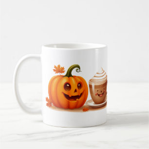 Vrolijke Pompoen Met Koffiekopje Herfst Comfort 🍁 Koffiemok