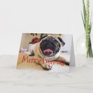 Vrolijke Pugmas kerstkaart Feestdagen Kaart
