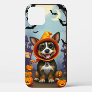 Vrolijke Pup in Halloween-trui Vreugde iPhone 12 Pro Hoesje