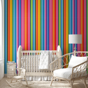 Vrolijke regenboogstrepen behang