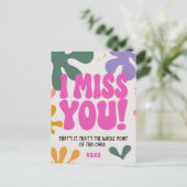 Vrolijke retro Ik mis je Wenskaart ontwerp Briefkaart (Staand voorkant)