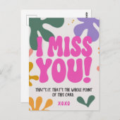 Vrolijke retro Ik mis je Wenskaart ontwerp Briefkaart (Voorkant / Achterkant)