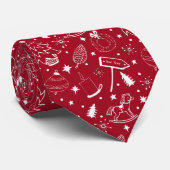 Vrolijke Rode & Witte Kerstmis stropdas (Opgerold)