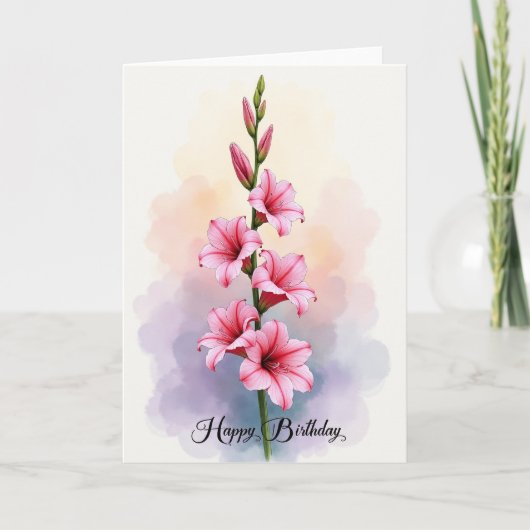 Vrolijke Roze Bloem Kaart (Voorkant)