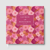 Vrolijke Roze Bloemencelificatie Gastenboek (Voorkant)