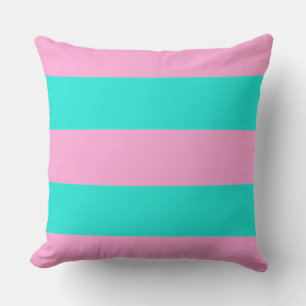 Vrolijke Roze en Mintgroene Strepen Kussen