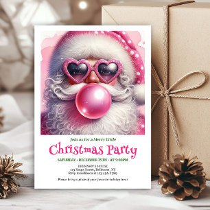 Vrolijke roze kerstman bubble gum waterverf Kerstm Kaart