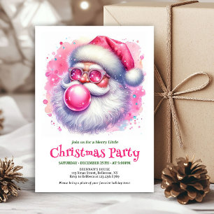 Vrolijke roze kerstman kauwgom waterverf Kerstmis Kaart
